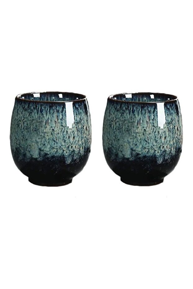 Set Of 2 Handmade Espresso Mugs Green/Black
