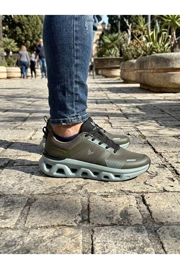 Premi̇um M-26508 Khaki Lace-Up Memory Foam Sole Casual Men's Sports Shoes