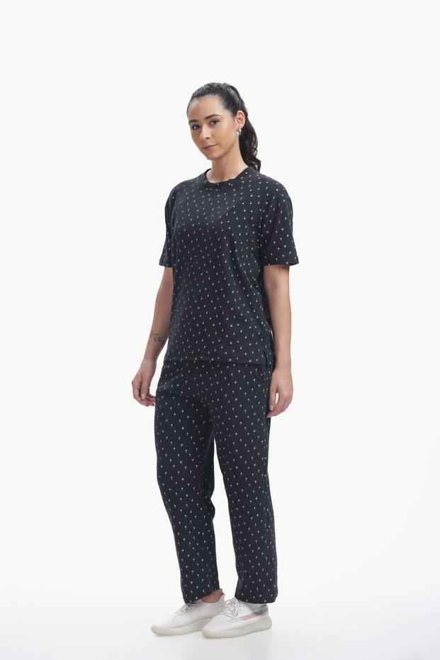 Geometric print stretchable co-ordset