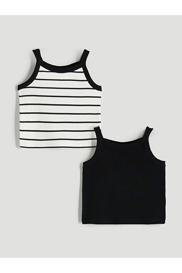 Seray Square Collar Girls' Undershirt 2-Pack