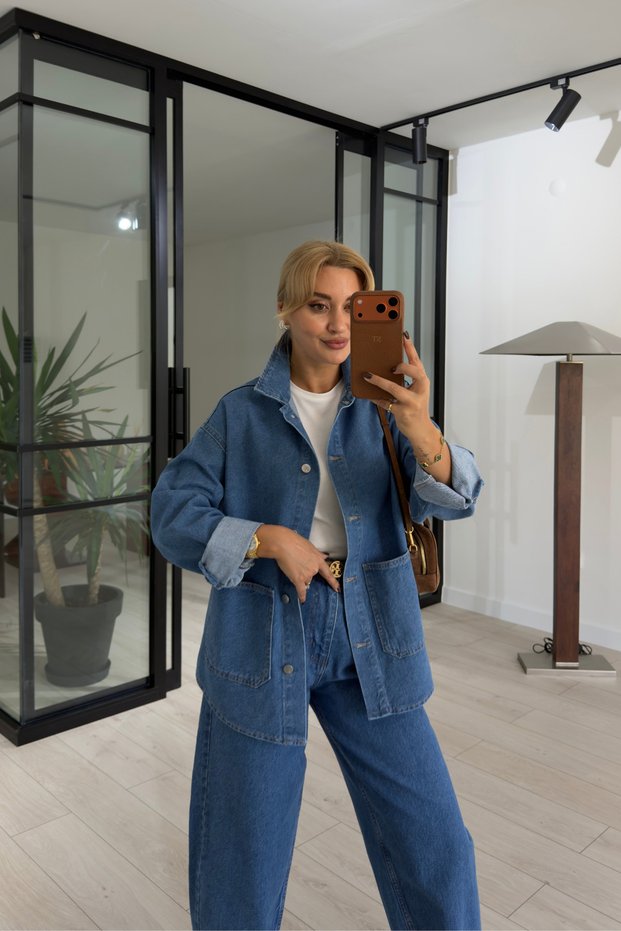 Bf Pocket Detail Blue Denim Jacket