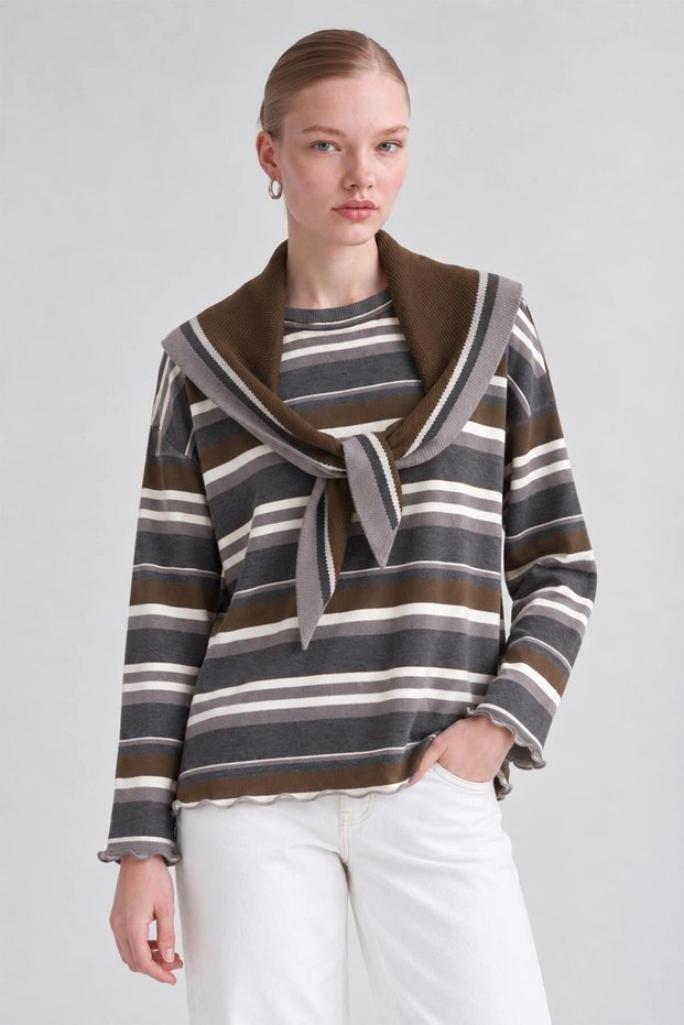 Shawl collar sweatshirt gray