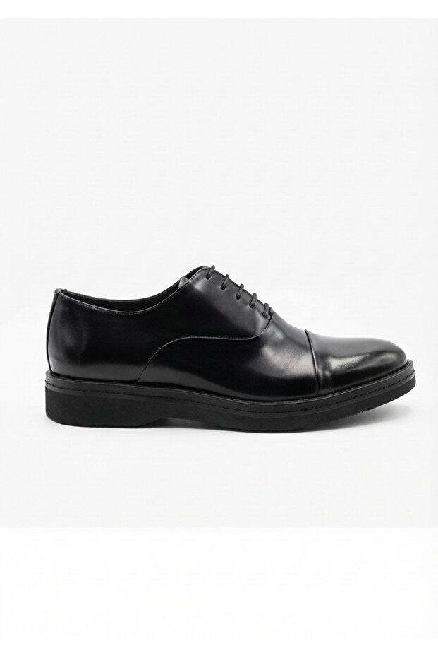 Genuine Leather Black Open Classic Eva Sole Men's Shoes - 3159
