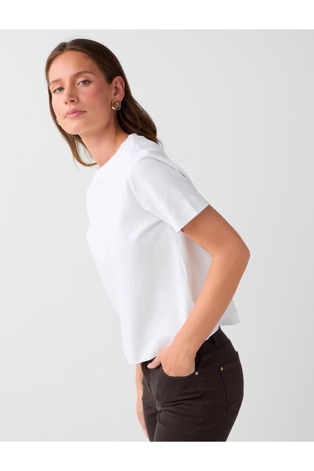 White 100% Cotton Short Sleeve Basic Knitted T-Shirt