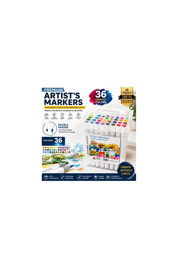 Colored Art Marker Pen Set - 36 Colors