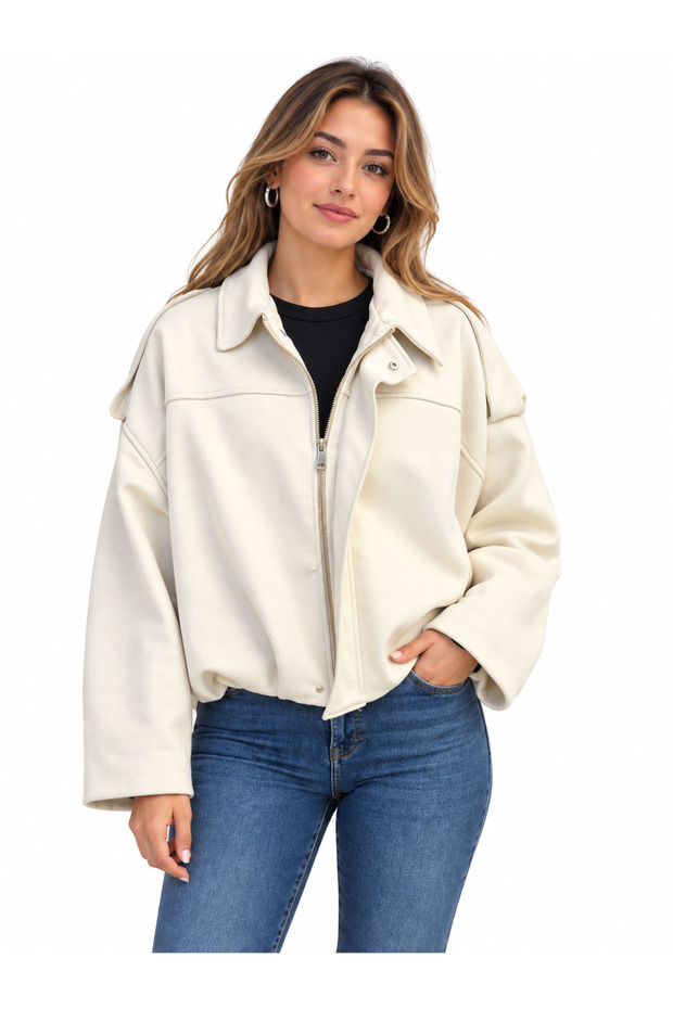 Women's Suede Look Oversized Short Jacket