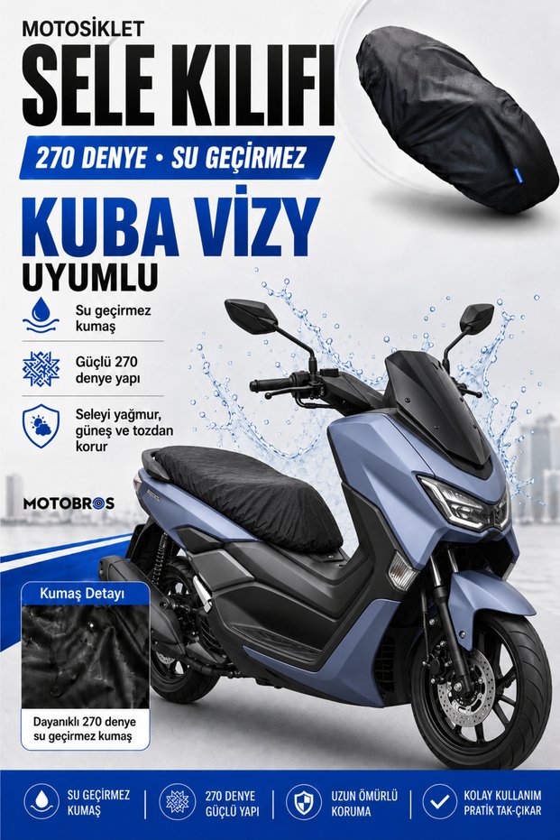 Motorcycle Saddle Cover Kuba Vi̇zy Compatible Waterproof Scooter Motor Seat Protection Cover Seat Cover 270D
