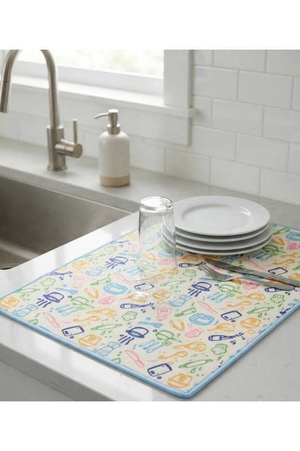Microfiber Dish Mat Water Absorbent Drying Mat Kitchen Countertop Drying Mat
