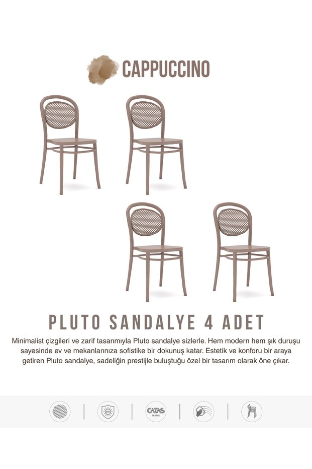 PLUTO LÜX CAFE & RESTAURANT SANDALYESİ 4 Lü Set
