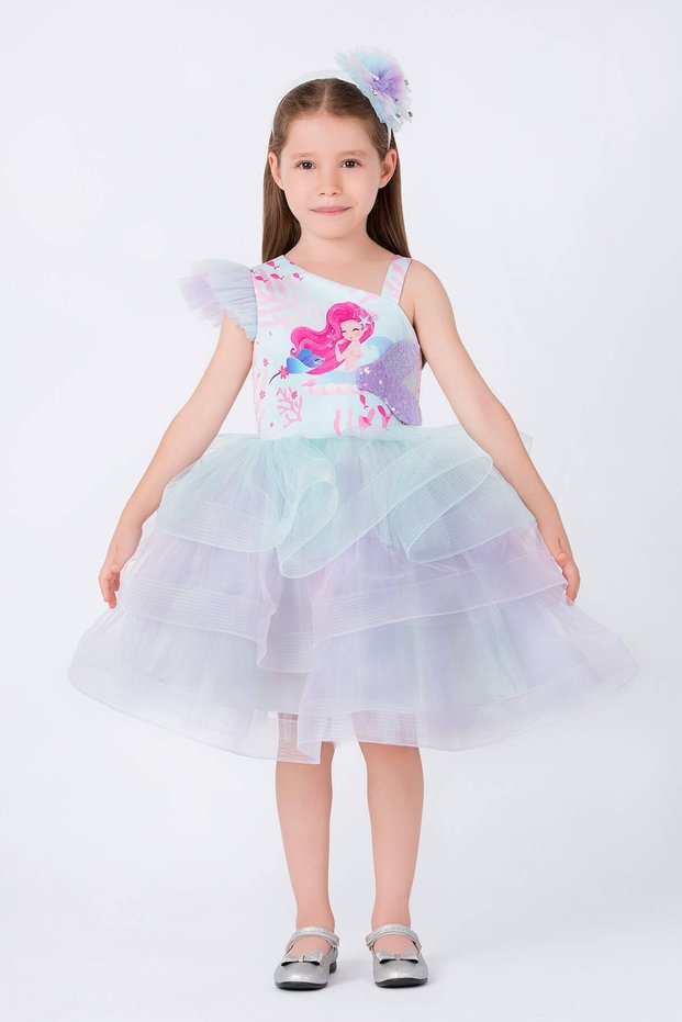 Sizes for Ages 03-07 Mermaid Costume Dress - Multicolor