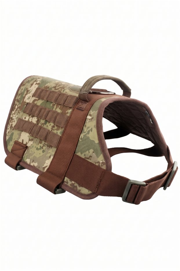 Tactical K9 Vest Dog Chest Harness - with Back Grab Handle 68-83 cm (Military Camouflage)