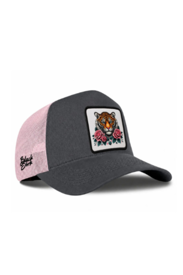 Anthracite-Pink Trucker Hat with Tiger Logo