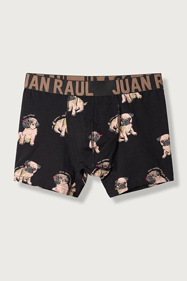 Men's Cotton Dog Pattern Boxer Black