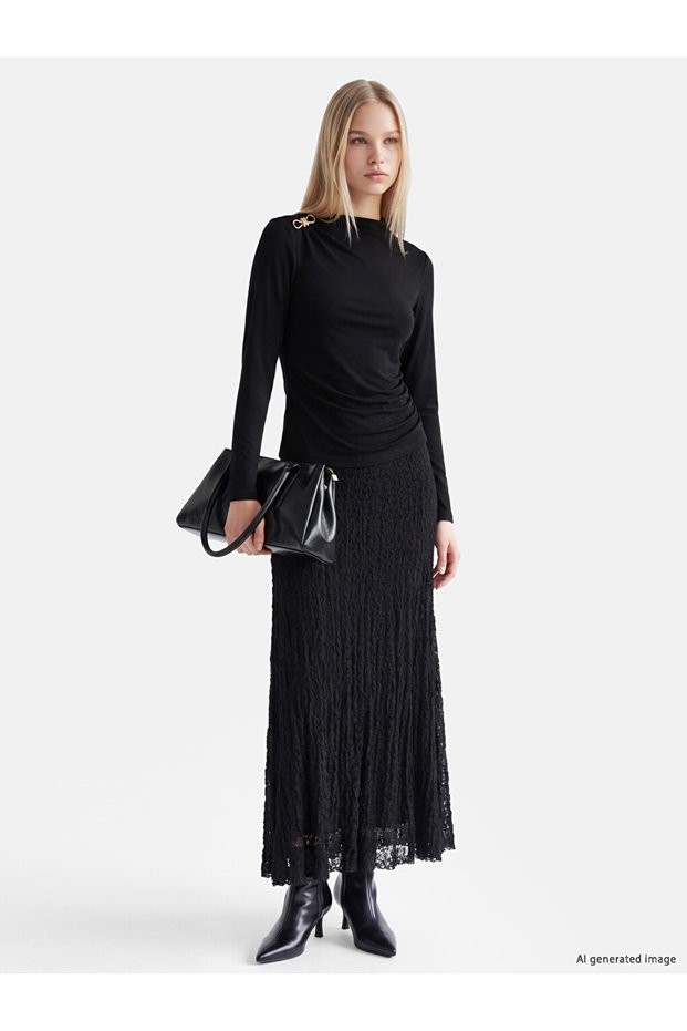 Quality Pieces from Çelebi Store: Lace A-Line Skirt with Waist Cord
