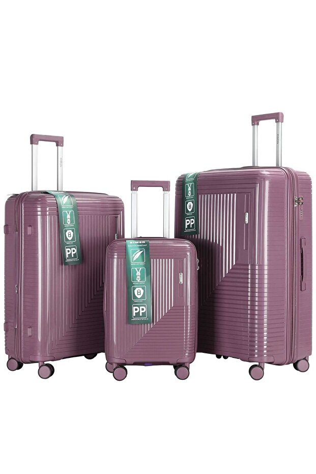 3 Piece PP Expandable Hard Shell Luggage Set 20 28 32 Inch with 360° Spinner Wheels & TSA Lock