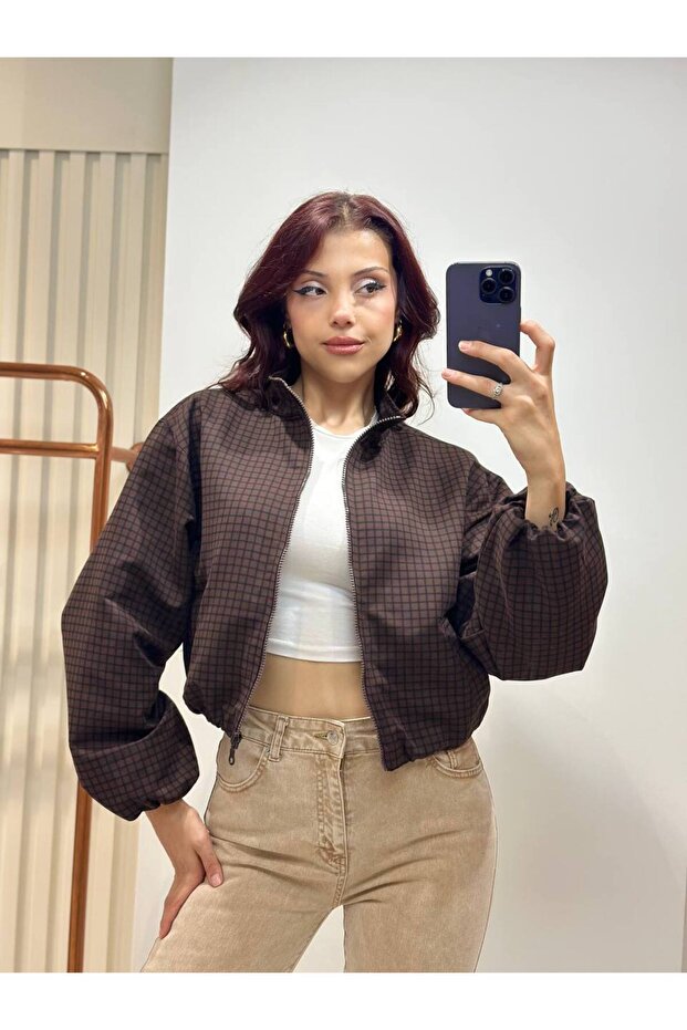 Women's Checkered Bomber Jacket