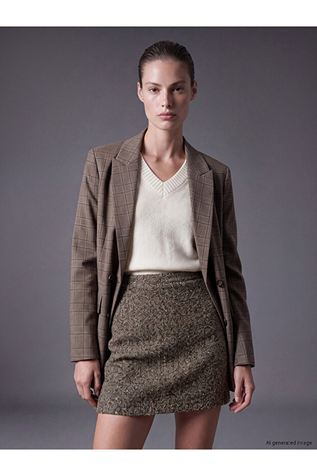 I Beli Zippered Mini Tweed Skirt from Freezen Store