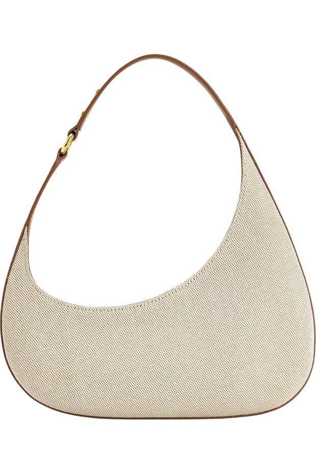 Harlee Brown Canvas, Modern and Elegant Shoulder Bag with Gold Detail