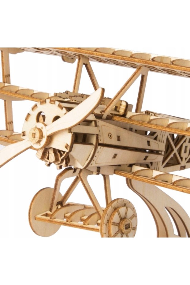 Puzzle 3D din lemn cu avion biplan