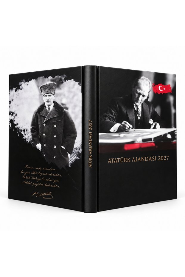 2027 Ataturk Agenda 17X24 Cm, 368 Pages Hardcover Daily Planner, Ataturk Photos and Quotes, Cream Paper Yearly Agenda, Ata01