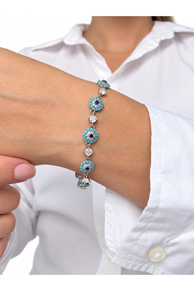 Turquoise Evil Eye Sparkle Model Extended Bracelet