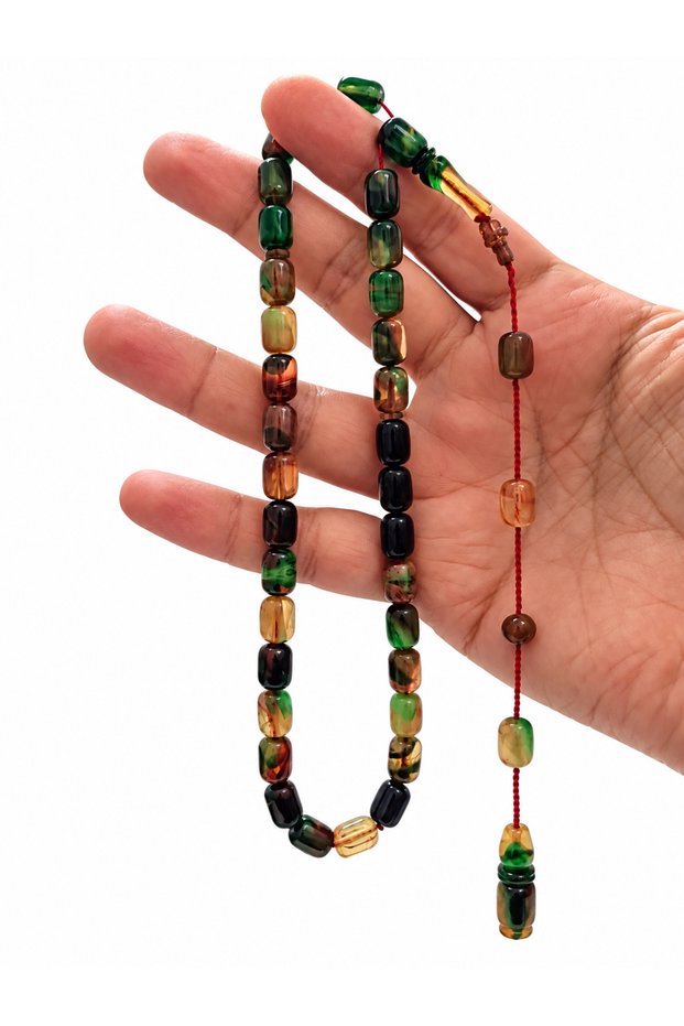 Certified • Single Piece Production • 7×10 mm Capsule Cut • German Faturan Amber Prayer Beads That Have Started to Take on Color • High-End Master Craftsmanship
