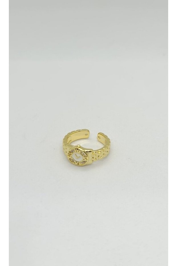 Tempo White Dial Stone Gold Watch Ring