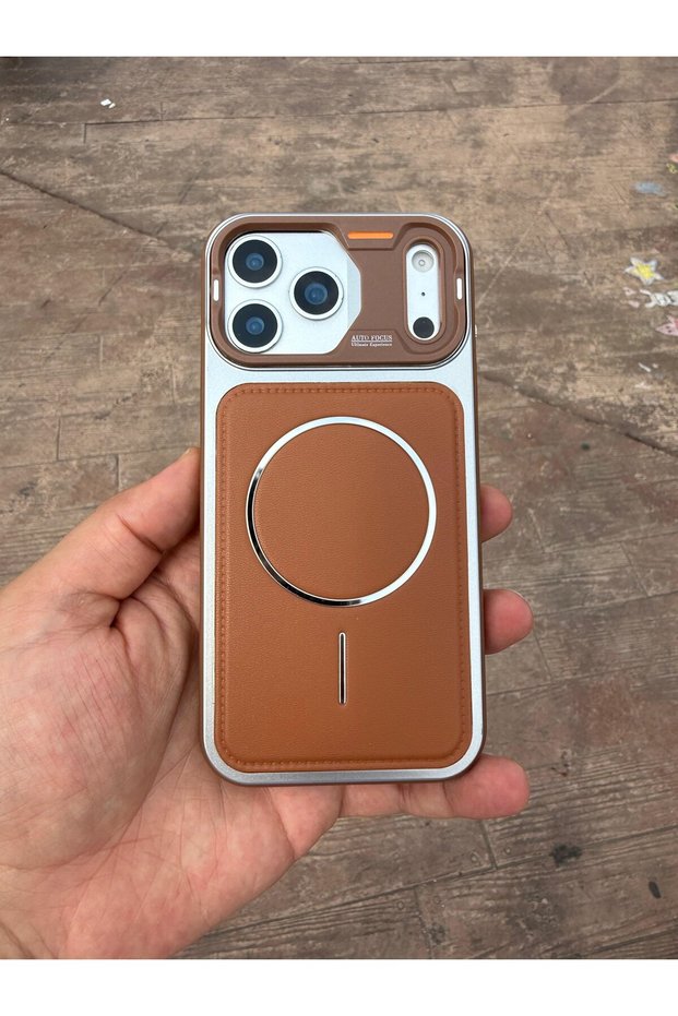Apple iPhone 16 Compatible Brown Lustro Leather M-Safe Premium Case That Looks Like 17