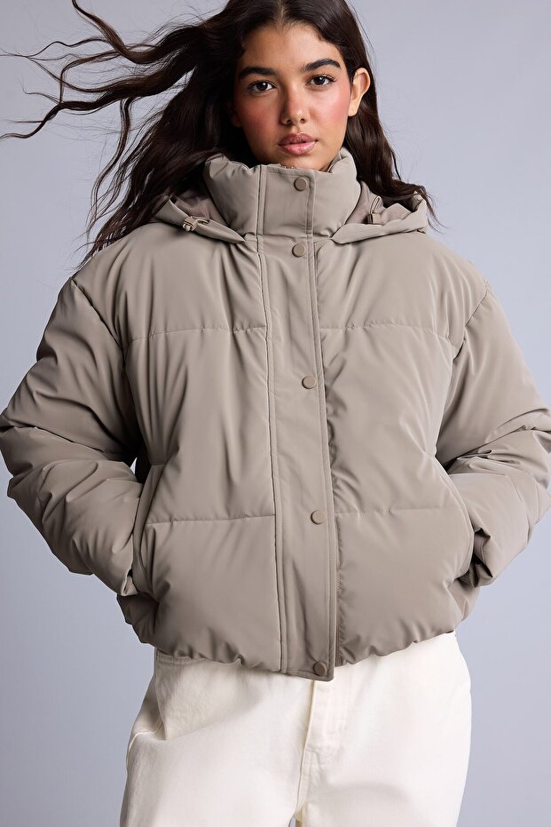 Water Repellent Regular Fit Hooded Puffer Coat H8586Ax26Wn