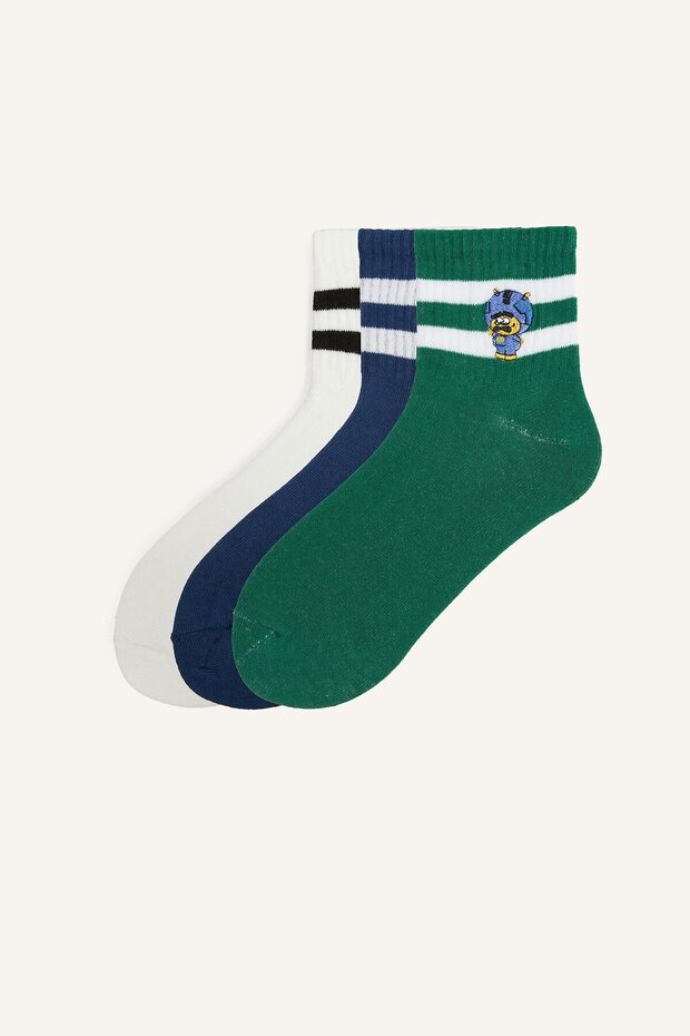 Super 1 Set of 3 Striped and Patterned Cotton Socks for Boys I0349A8Ns