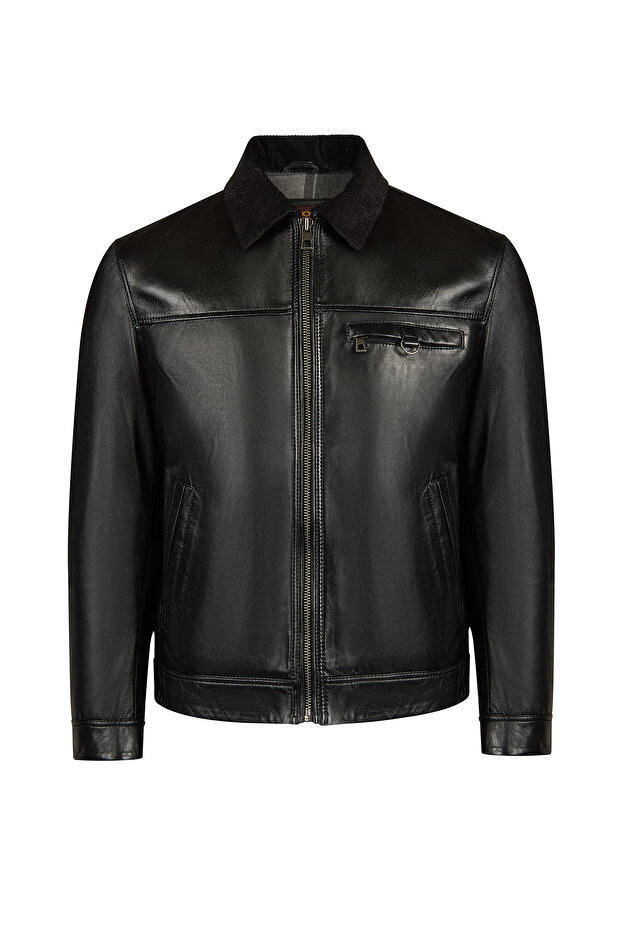 Nomad Men's Black Oversize Leather Jacket 26Wge66351M