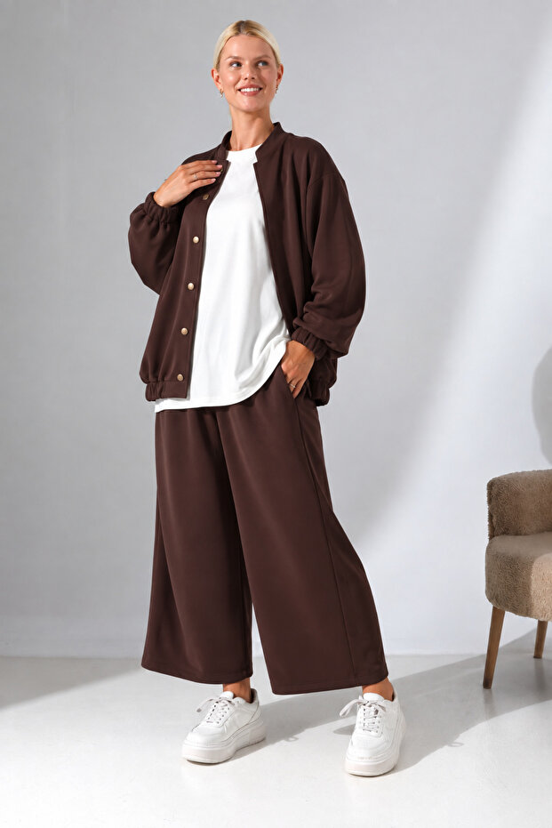 Oversize Premium Cupra Modal Textured Buttoned Double Set