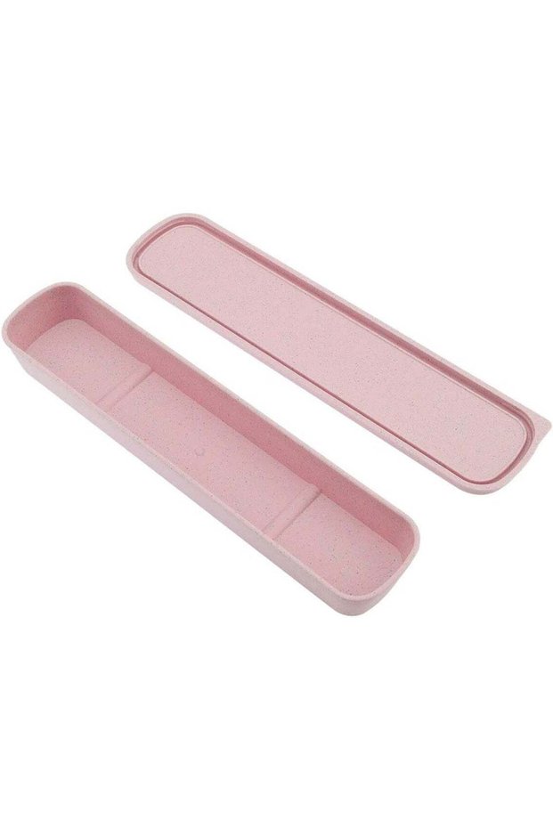 1pcs Portable Flatware Box Travel Tableware Storage Case Box, Utensil Case Flatware Storage for Cutlery Kit, 24 x 6 cm (Pink)
