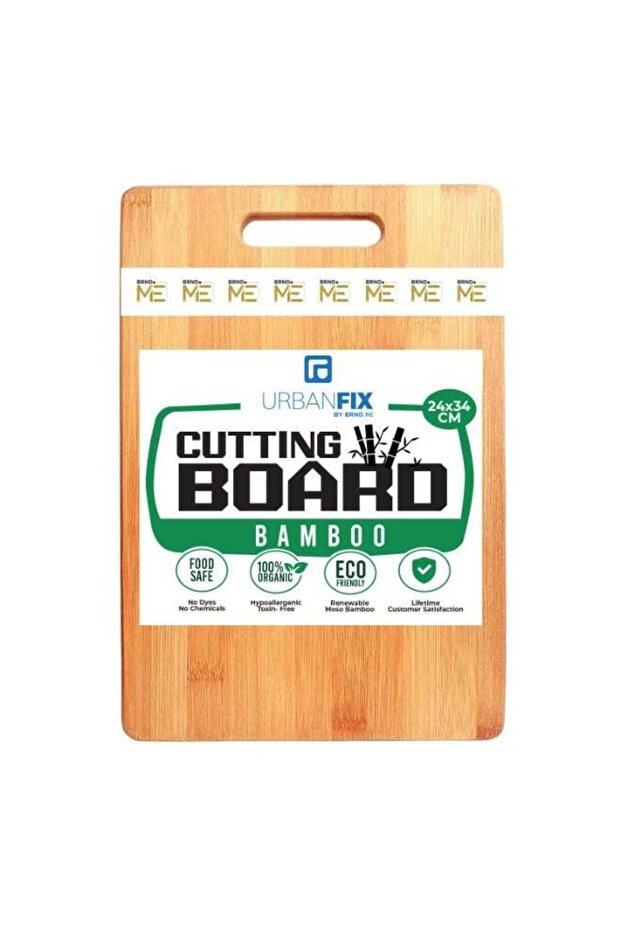 UrbanFix Large Natural Bamboo Wood Chopping Cutting Board for Kitchen Vegetables, Fruits & Cheese, Free, Eco-Friendly, Anti-Microbial (34 x 24cm)