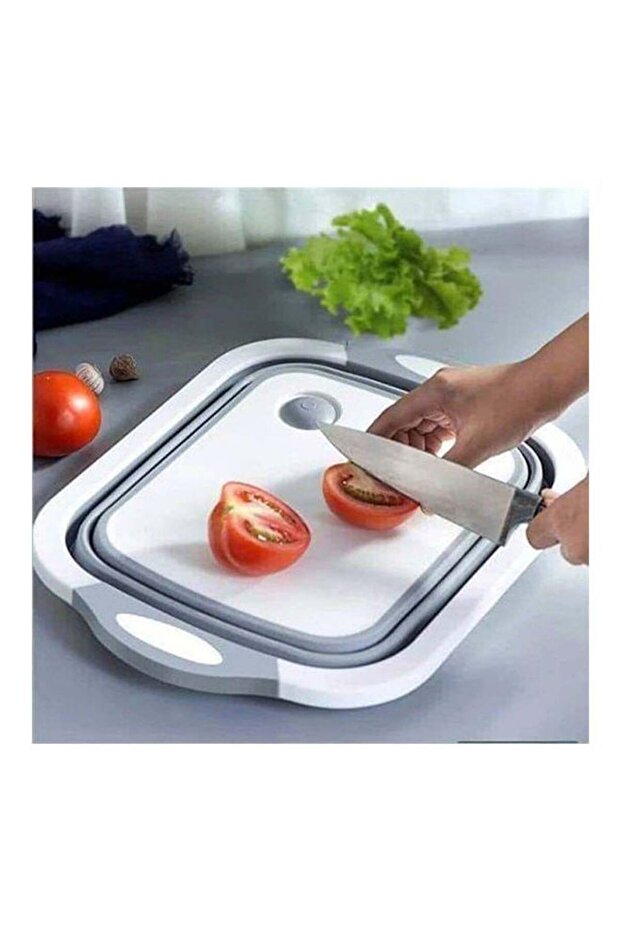 Multifunction Foldable Silicone Cutting Board White/Grey