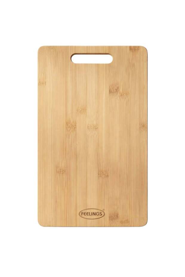 Feelings 34 x 24 x 1.8cm Bamboo Wooden Chopping Board – Knife-Friendly Hygienic Cutting Board for Meat, Vegetables, Bread & Cheese, Durable Wear-Resistant Kitchen Prep & Serving Board, Natural Beige
