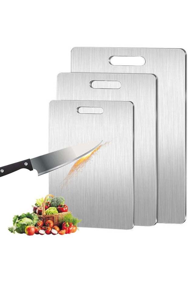 3pcs Stainless Steel Cutting Board Cutting Boards for Kitchen Upgrade Double Sided Board Thick Cutting Board for Home Kitchen Cooking