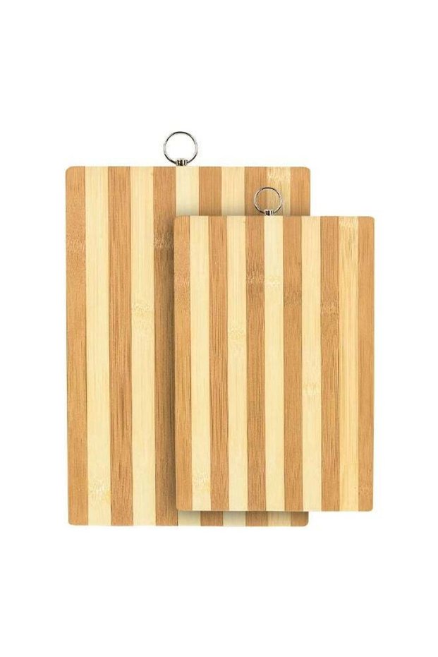 Duravel 2Pack Bamboo Wood Cutting Chopping Set Serving Board with Stainless Steel Handle Suitable for Meat, Vegetables and Cheese -2 Size