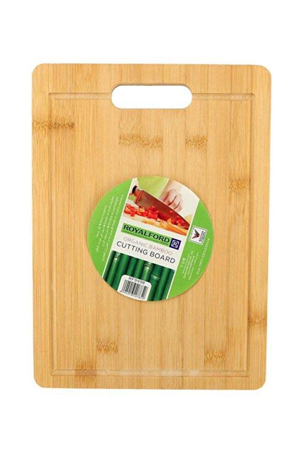 Royalford Organic Bamboo Cutting Board 330 ラ 230 ラ 14 mm , Durable, Hard-Wearing, Easy to Clean, Hanging Handle, Beige, RF9498 Beige 330 x 230 x 14 mmmm