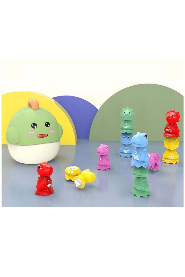 Kids Dinosaur Matching Eggs,2-in-1 Geometric Shape Stacking and Storage Matching Smart Eggs