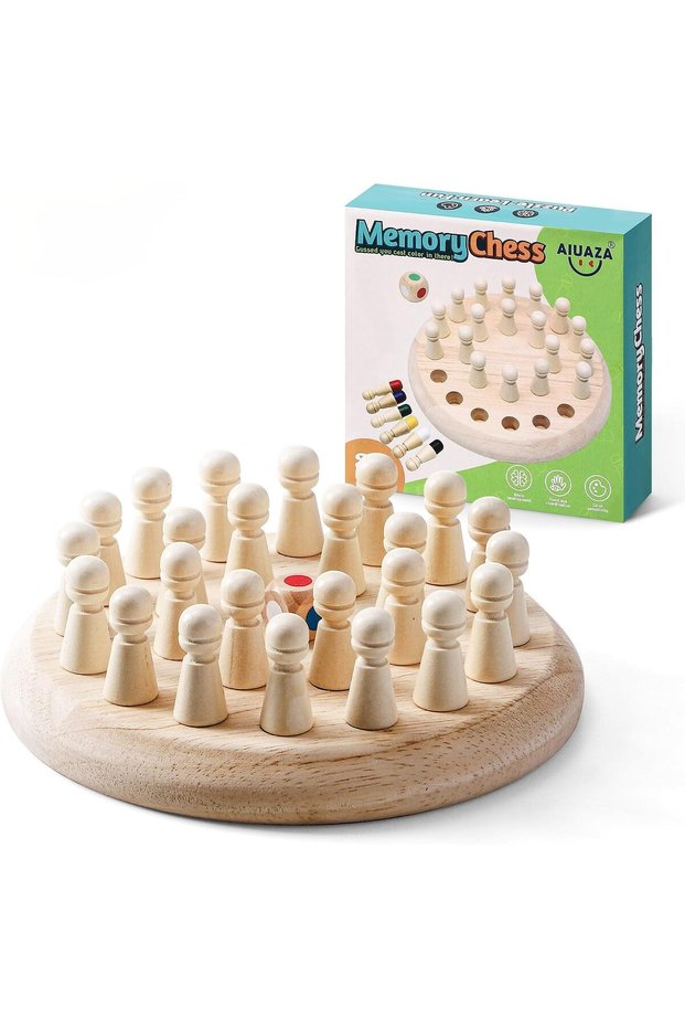 Wooden Memory Chess Matching Game,Educational Color Recognition Puzzle for Kids and Grown-up