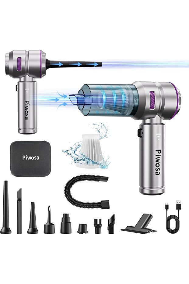 Handheld Cordless Car Vacuum Cleaner,16000PA Brushless Motor,4-in-1 Portable Air Blower and Duster with LED Light,6000mAh Rechargeable Battery