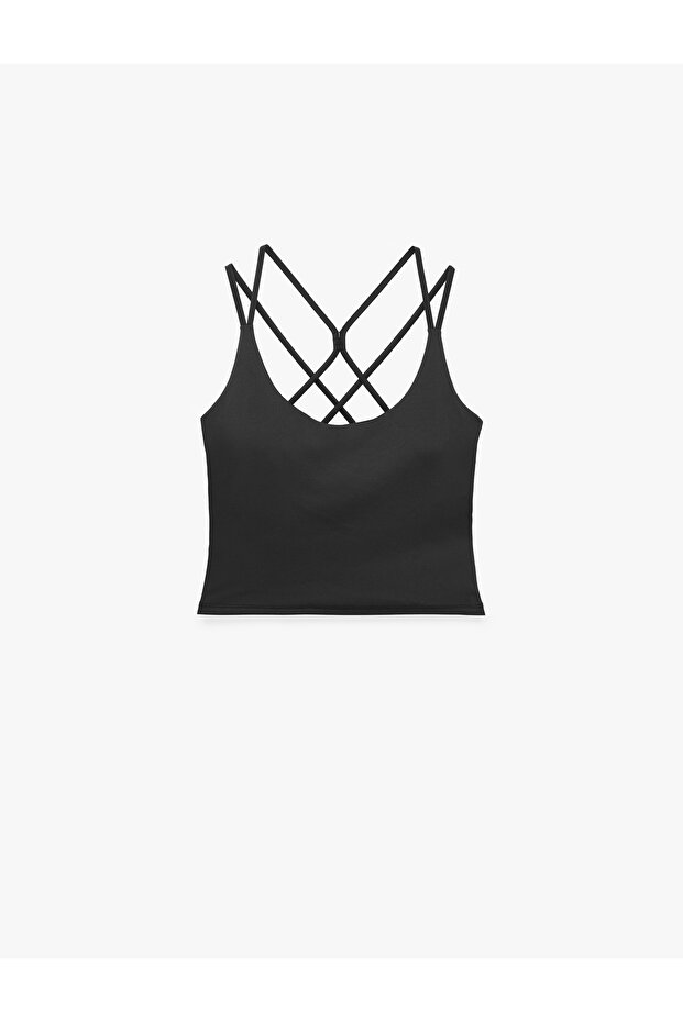 Slim Fit Crossed Strap Back Detailed Sports Tank Top