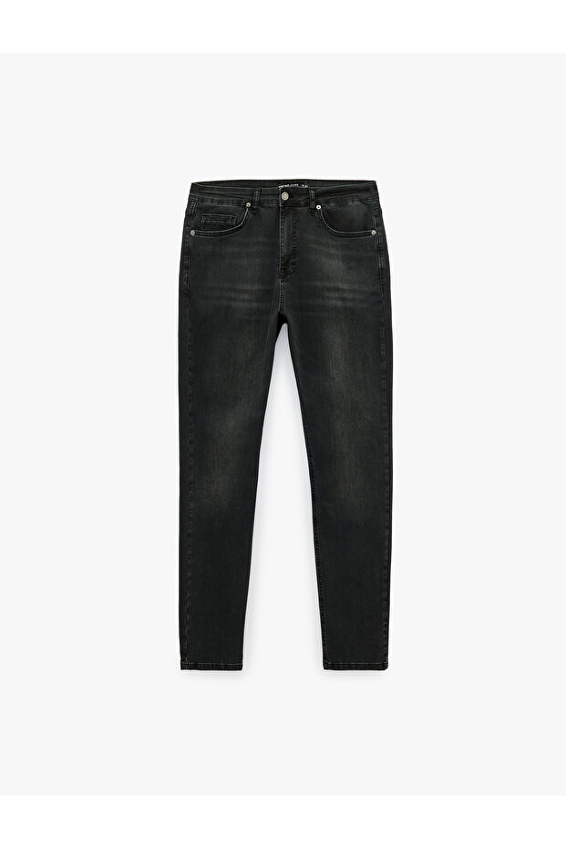 Regular Waist Pocketed Cotton Skinny Fit Jean Trousers - Michael Jean