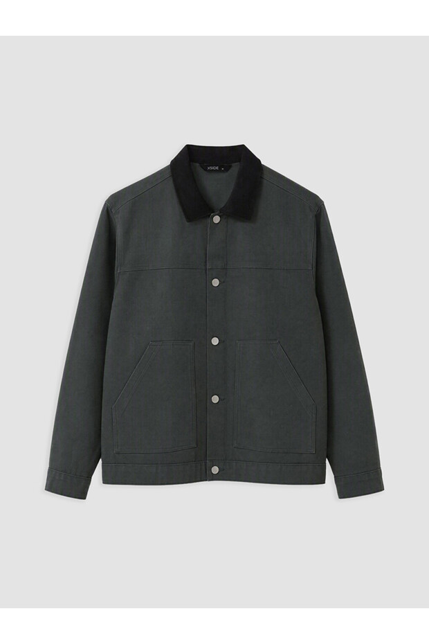 Khaki Relax Fit Men's Shirt Jacket