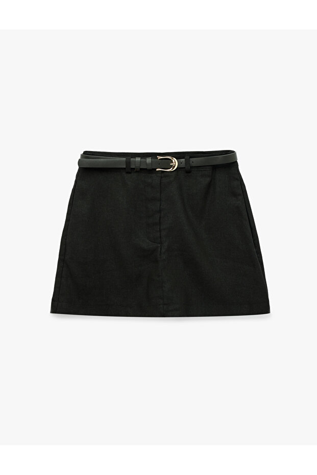 Belted Pocketed Mini Linen Shorts