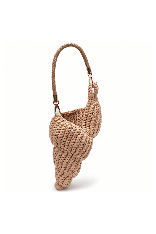 Crochet Seashell Bag, Crochet Bag, Woven Handbag - Beige