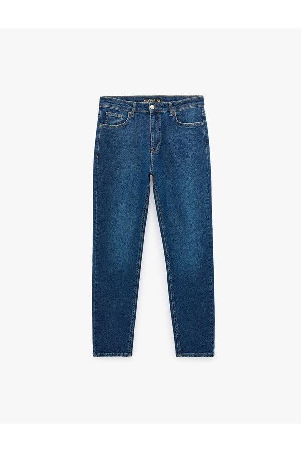 Regular Waist Cotton Tapered Fit Jean Pants with Pockets - Joe Jean