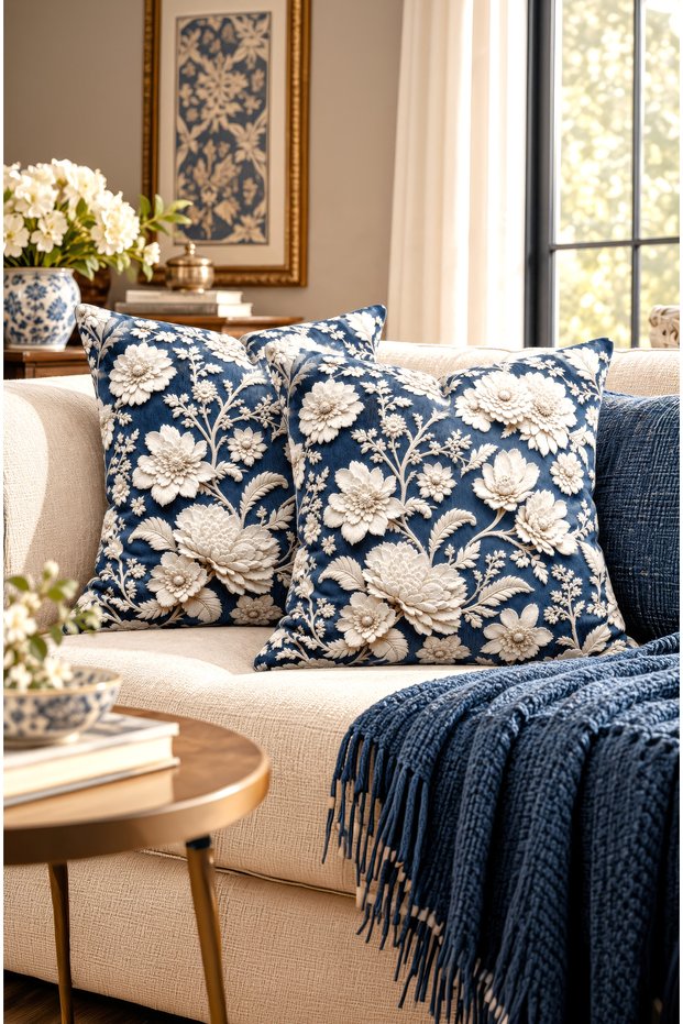 Digital Printed Throw Pillow Cover. Monocrome Patterned Double-Sided Hidden Zipper Suede 43X43Cm Set of 2
