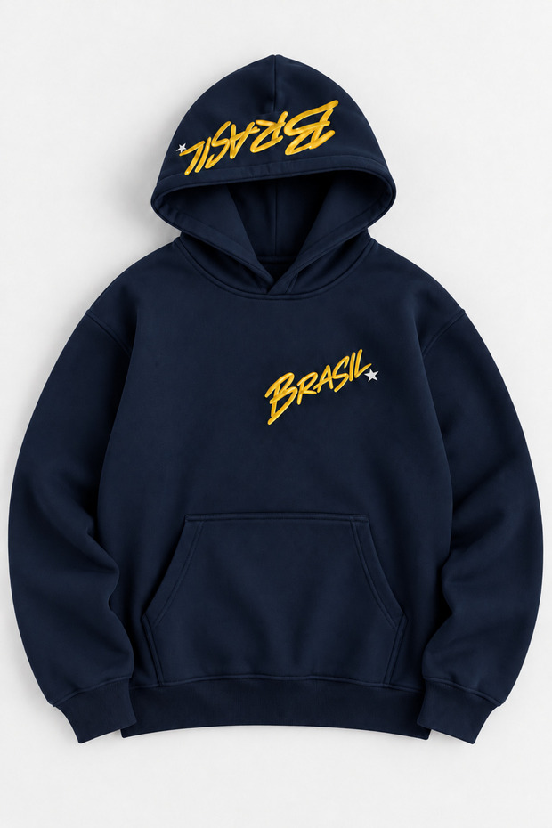 Unisex Brazilian Text Printed Oversize Hooded Sweatshirt – Casual Hoodie with Kangaroo Pocket